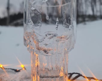 IITTALA MINERVA vase by Tapio Wirkkala. Elegant nordic ice glass heavy crystal vase. Nordic modern art glass. Finnish retro designer glass.