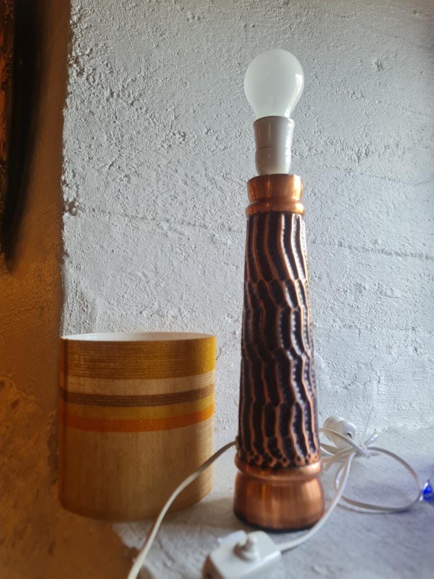 Vintage Mid Century Hammered Copper Table Lamp by Resy Stjørdal ...