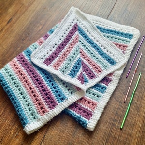 Striped baby blanket - PDF crochet pattern. Instant download