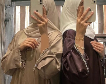 Love Cuff Bead Abaya Cardigan Eid-jurk, Eid-kleding, damesjurken, Ramadan-jurk, Eid en Ramadan-kleding