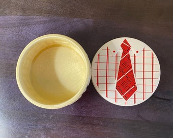 Cravate en céramique vintage pour vaisselle à bijoux et chemise à carreaux conçue pour un cadeau de vaisselle en céramique pour père ou mari