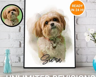 Watercolor Pet Portrait: Custom Dog Memorial Gift, Handmade