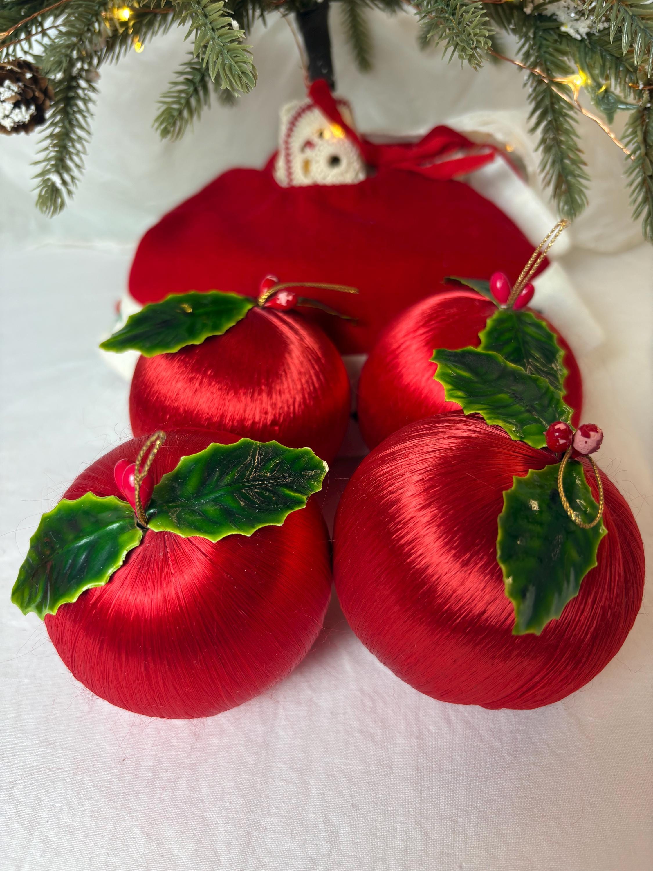 Lot De 6 Boules De Noël En Mousse Et Fil De Soie - Diamètre 6 Ou 8 Cm, Décorations Festives - 4