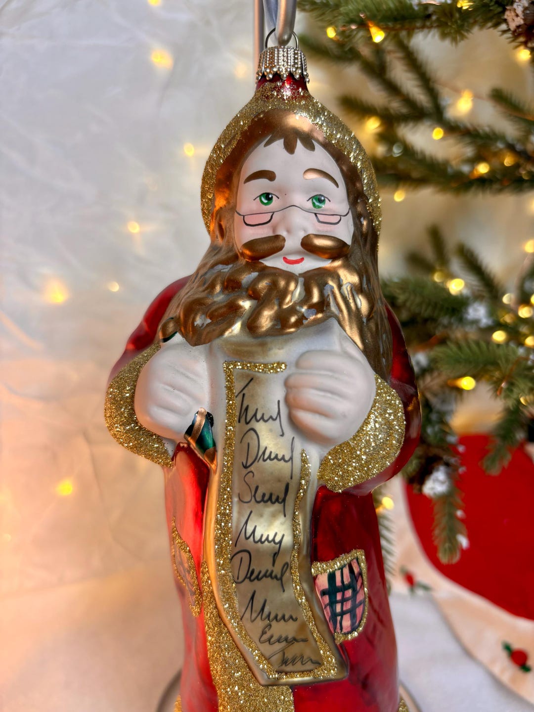 Vintage Krebs Lauscha Blown Glass Santa Ornament With List - Etsy