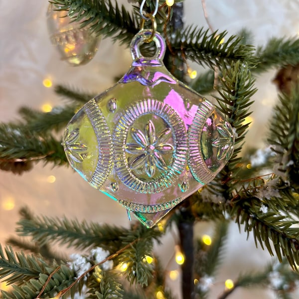 Set of Four 1970s Vintage "Unbreakable" Iridescent Ornaments