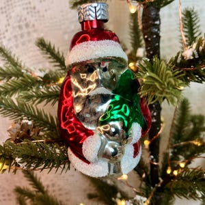 Vintage Mercury Glass Santa Christmas Tree Ornament