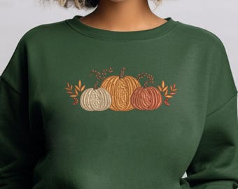 Embroidered Enchanted Fall Pumpkins Sweatshirt,Pumpkin Season Embroidery Gift,Pumpkin Forest Tee,Women Thanksgiving Shirt,Autumn Harvest Tee