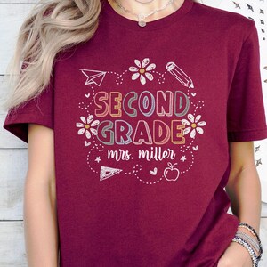 Custom Second Grade Shirt,Retro 2nd Grade Teacher Name Tee, 2nd Grade Team Matching,Back to School Gift, 2nd Grade Teacher Appreciation Gift
