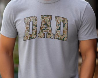 Camouflage Dad Shirt,Duck Camo Dad T-shirt, Fathers Day Gift, Retro Daddy Tee,Hunting Dad Gifts,Varsity Dad Shirt,Hunting Lover Gift for Dad