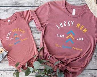 Custom Down Syndrome Awareness Shirt, Lucky Mom Dad Brother Shirt,Three Arrows Shirt,Down Syndrome Family Support Gift,T21 The Lucky Few Tee