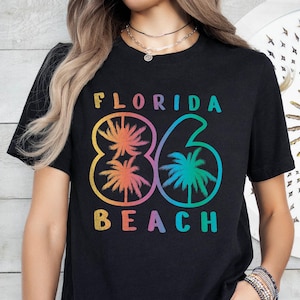 Neon Florida Palm Tree Beach T Shirt,Florida Beach Shirt,Florida Travel Gifts,Florida Vacation T-shirt,Girls Summer Shirt,Florida Trip Shirt