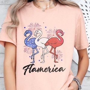 4th Of July Flamingo Shirt,Fla Merica Flamingo Shirt, Red White And Blue Patriotic Flamingos Shirt,USA Flag Flamerica, Independence Day Gift