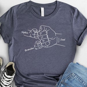 Custom Dad Fist Bump Shirt with Kids Names, Custom Fist Bump Dad Shirt, Father&#39;s Day Gift, Personalized Grandpa Grandkids Shirt,New Dad Gift
