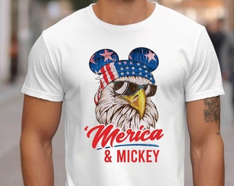America Eagle Mickey Ears Tshirt,Disney 4th of July Shirt,Cool 4th of July Gift for Patriotic Men, Patriotic Disney Tee, Fourth of July Gift