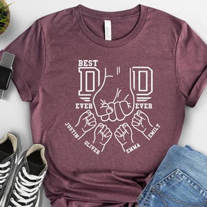 Custom Dad Fist Bump Shirt with Kids Names,Personalized Fathers Day Gift,Custom Fist Bump Dad with Kids Shirt,Grandpa Grandkids Tee,Dad Gift