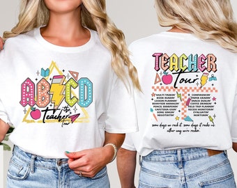 ABCD Teacher Tour Shirt, Retro Teacher Shirt, Teacher Appreciation, Back To School Gift,Funny Elementary Teacher Tee,1st Day of Kindergarten