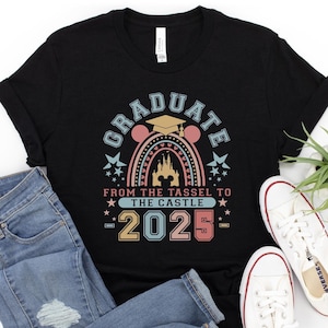 Disney From Tassel to the Castle Graduation Class of 2025 Shirt,Disneyland Grad Trip Gift,Disney Graduate Tee, Mickey Rainbow Graduate Shirt