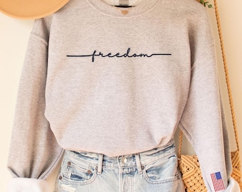 Freedom Embroidered Sweatshirt with USA Flag on Sleeve,Kirk's Legacy Sweater,Patriotic Embroidery Sweater,Justice for Charlie,American Pride