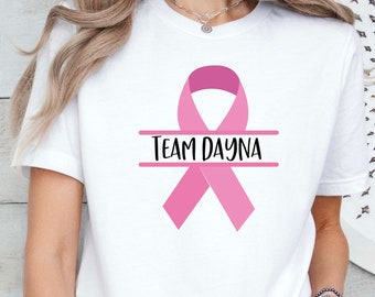 Custom Pink Ribbon Shirt,Breast Cancer Team Matching Shirts,Personalized Breast Cancer Warrior Gift Tee,Cancer Awareness Support Squad Shirt