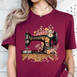 Sewing Lover Shirt,Floral Sewing Machine Tee,Sew Quilting,Sewing Tshirt,Tailor Tee,Gifts For Sewer,Gift For Her,Quilter Tee,Gift For Grandma