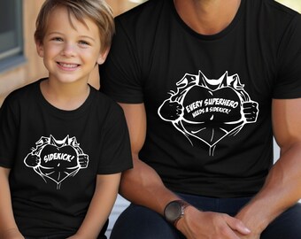 Dad and Kids Matching Shirt For Fathers Day, Superhero and Sidekick Shirt for Father and Son, Family Shirt Gift, Gift for Fathers Day