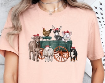 Cute Farm Animal Graphic Tee, Country Mom Shirt