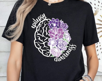 Epilepsy Awareness Women Shirt,Neurodiversity T-Shirt,Epilepsy Gift for Her,Epilepsy Mom Shirt, Purple Ribbon Tee,Motivational Mental Health