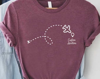 Custom Travel Shirt, Personalized Location Shirt,Airplane Mode Tee,Flight Buddies Gift,Flight to Custom Destination Tee,Family Vacation Crew