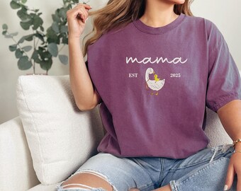 Embroidered Mama Goose Coquette with Baby Chick Comfort Colors® Tshirt,First Mothers Day 2026 Gift,Cute Mama Goose and Me Shirt,New Mom Gift