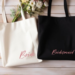 Custom Bridesmaid Canvas Gift Bag,Bachelorette Party Tote Bag,Personalised Name Totebag,Wedding Gift Bag,Maid of Honor Tote,Bridal Party Bag