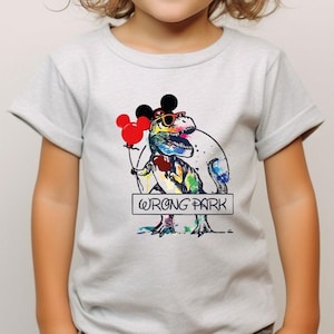 Wrong Park Shirt,Disney Dinosaur Mickey Toddler Shirt,Disneyworld Cartoon Kids Shirt, Tyrannosaurus Disneyland Gift,Jurassic Theme Parks Tee