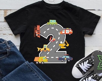 Transportation Birthday Boy Shirt,2nd Birthday Shirt, Birthday Toddler Boy 2 Shirt, Vehicle Planes Trains Automobiles Two Birthday Kids Gift