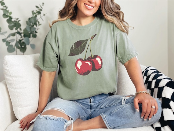 Vintage Cherry Comfort Colors® Shirt,Cherry Tee, Fruit Tshirt,Retro Cherries Shirt,Cherry Lover Women T-shirt, Summer Shirt, Food Lover Gift