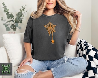 Comfort Colors® Spider Tshirt, Halloween Party Costume,Spooky Season Gift,Spider Lover Shirt,Spider Web T-Shirt,Gift For Halloween,Spiderweb