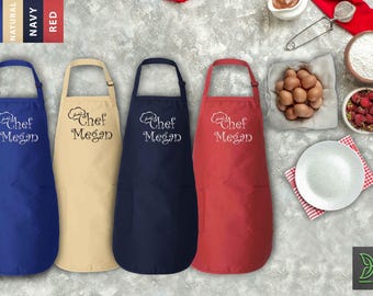 Chef Name Embroidered Apron with Pockets, Custom Kitchen Apron for Women & Men, Personalized Logo Chef Apron, Cooking Apron,Baking Mom Apron