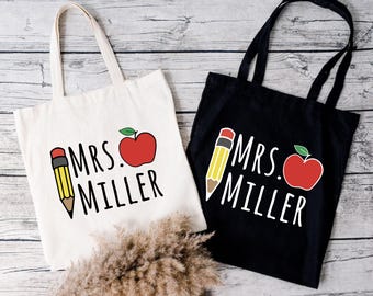 Personalized Teacher Name Tote Bag, Teacher Life Tote Bag,Teacher Appreciation Gift, Back to School Teacher Tote,Christmas Gift for Teachers