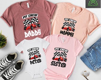 Custom Race Car Birthday Family Matching Shirts,Fast Two Pit Crew Birthday Shirt,Car Racing Birthday Boy Shirt,Family 1st Birthday Party Tee