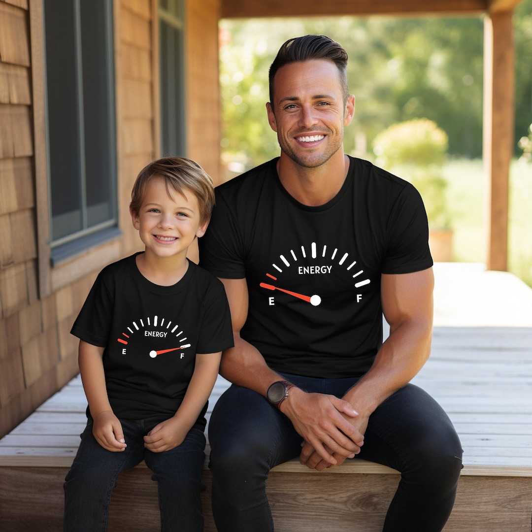 Funny Dad and Son Matching Shirts for Father's Day,energy Gauge for Dad ...