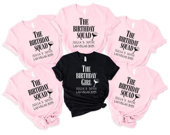 Custom Age Birthday Trip Shirts, Personalized Matching Shirts For 30th Birthday Travel, Girls Trip Gifts, Birthday Crew Squad Drinking Shirt