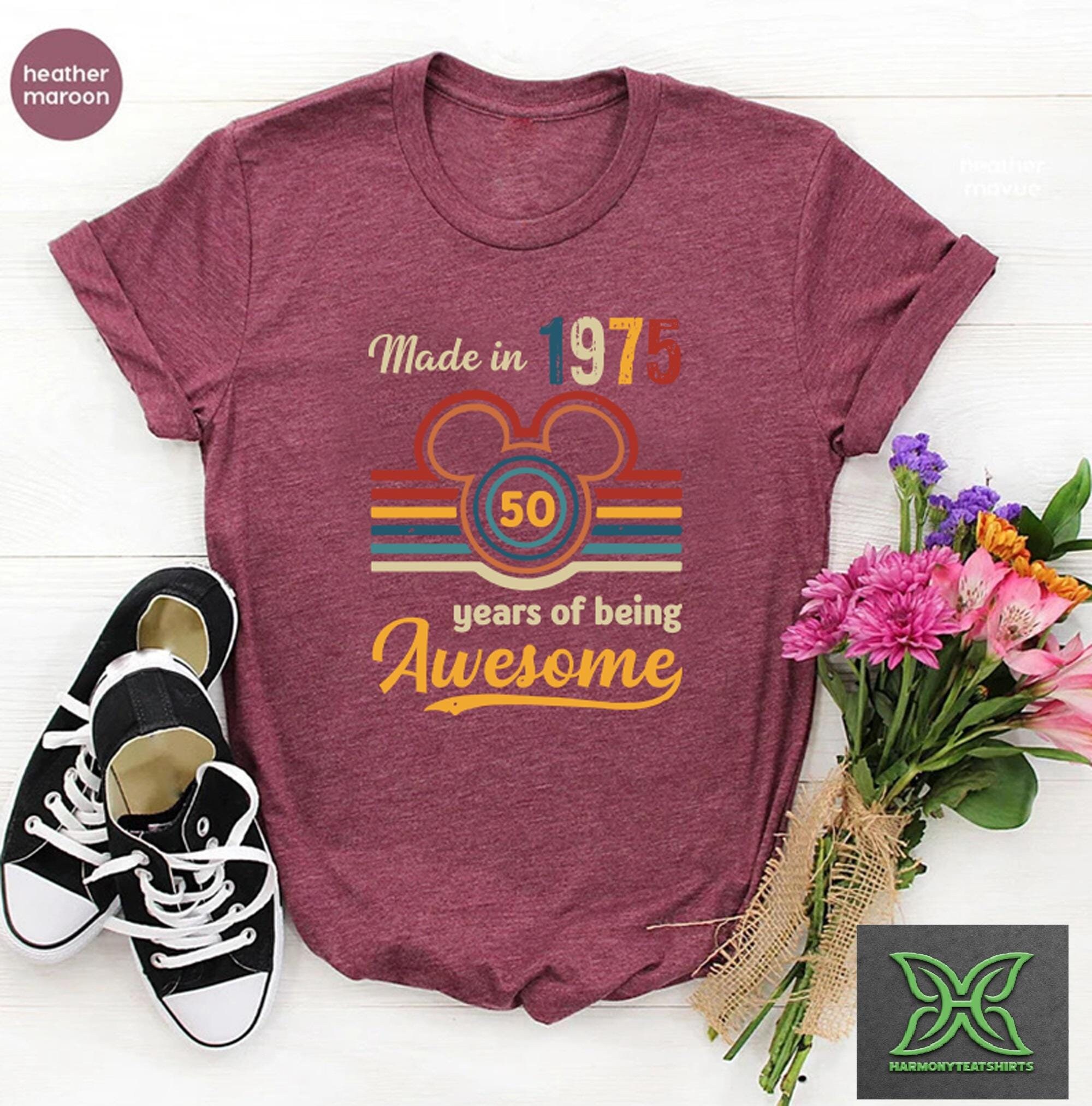 Made In 1975 Floral 50th Birthday Shirt - Unisex, Plus Size XL-6XL, 100% Cotton