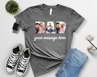 Dad Photo Shirt with Your Custom Text,Personalized Dad Shirt with Photo,First Fathers Day Gift from Kids,Custom Picture Gift For Dad Grandpa