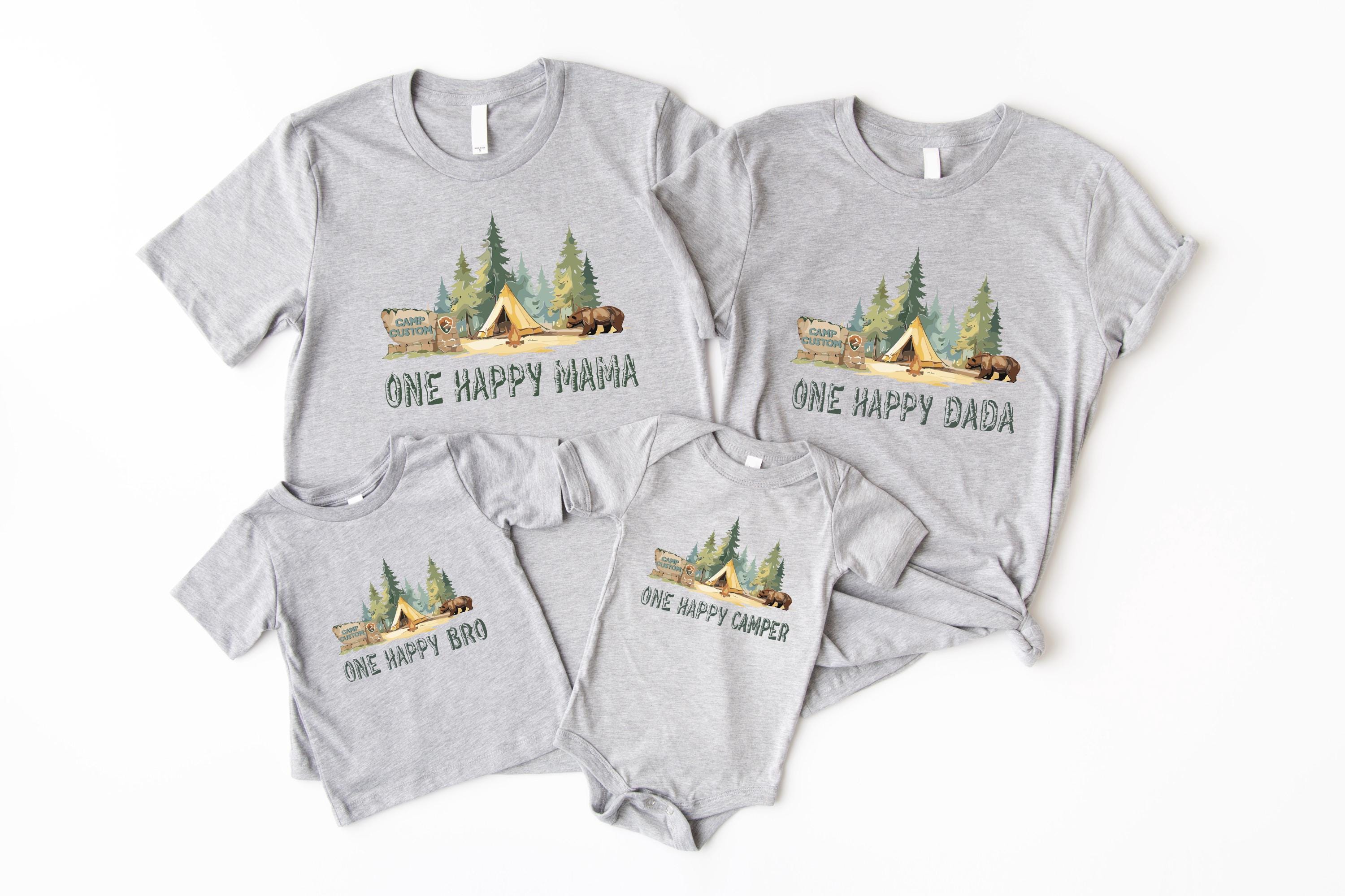 One Happy Camper 1st Birthday Family Matching Shirt,Custom Camping First Birthday Outfit,Camp Vacation Tees for 1st Birthday Boy Girl Camper