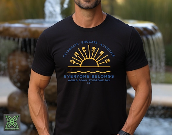 World Down Syndrome Day Gift,Down Syndrome Acceptance Blue Yellow Shirt,Boho Down Syndrome Shirt,Everyone Belongs Celebrate Educate Advocate