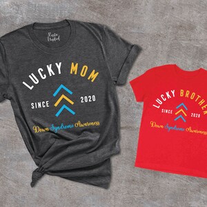 Custom Down Syndrome Awareness Shirt, Lucky Mom Dad Brother Shirt,Three Arrows Shirt,Down Syndrome Family Support Gift,T21 The Lucky Few Tee immagine 8