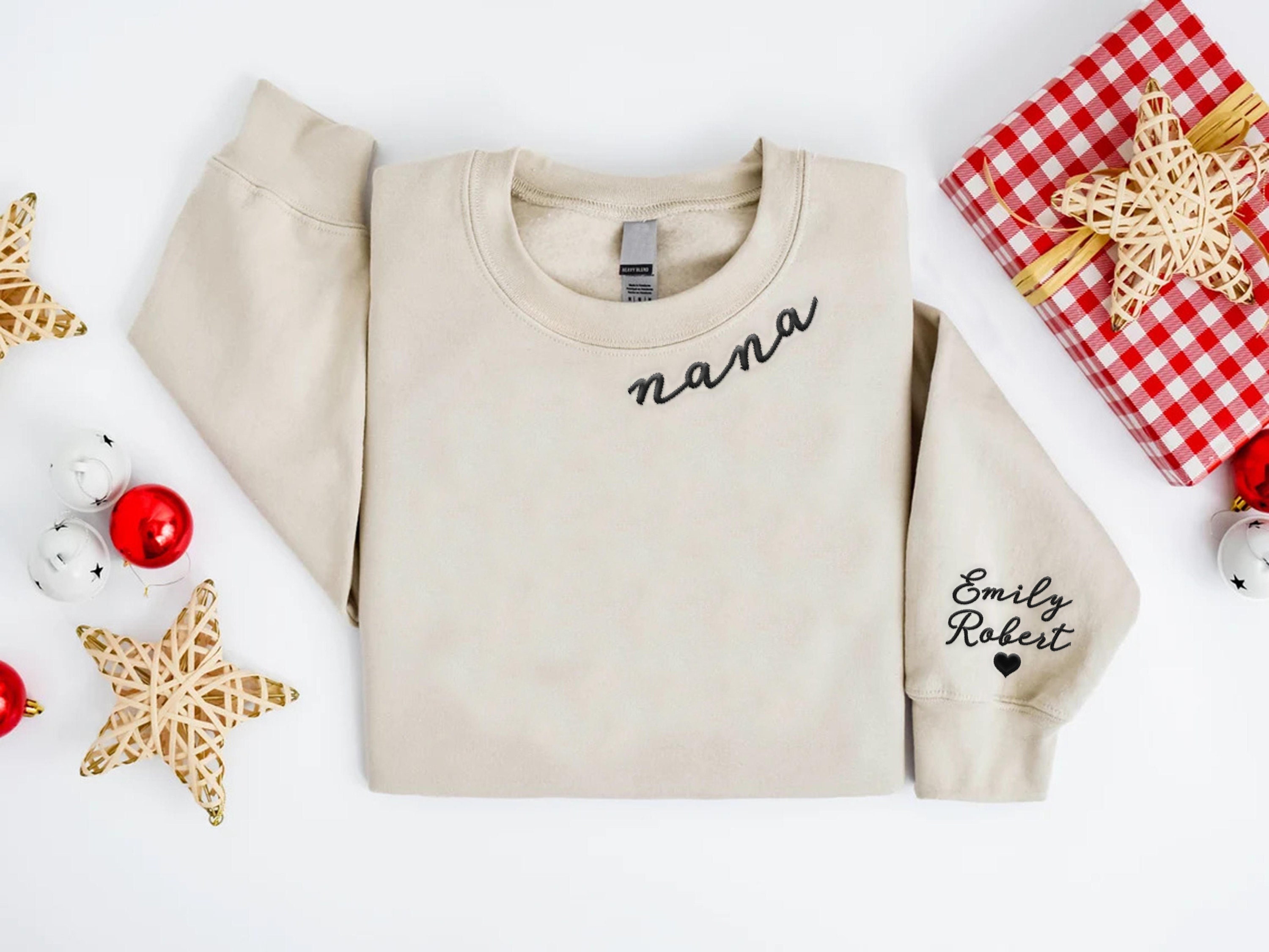 Custom Embroidered Nana Sweatshirt, Personalized Gift for Nana,Nana Sweatshirt with Grandkids Names on Sleeve, New Nana Sweater,Mother's Day