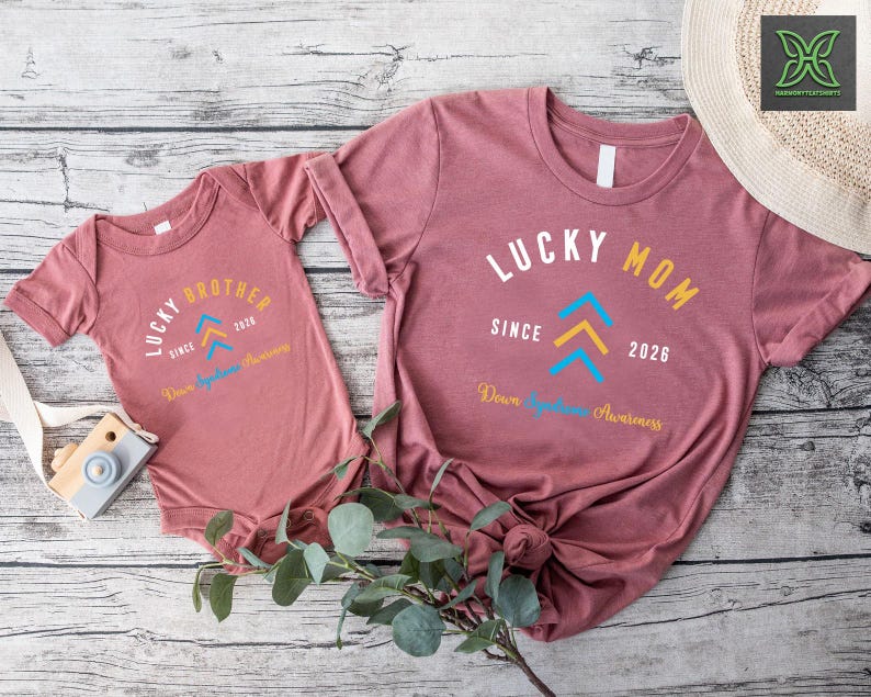 Custom Down Syndrome Awareness Shirt, Lucky Mom Dad Brother Shirt,Three Arrows Shirt,Down Syndrome Family Support Gift,T21 The Lucky Few Tee immagine 1
