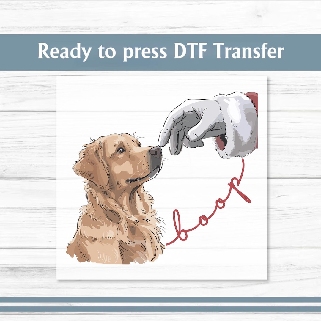 Santa Dog Boop DTF Transfer Print, Golden Retriever Christmas Heat ...