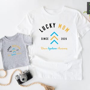 Custom Down Syndrome Awareness Shirt, Lucky Mom Dad Brother Shirt,Three Arrows Shirt,Down Syndrome Family Support Gift,T21 The Lucky Few Tee immagine 4