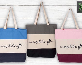 Custom Bridesmaid Embroidered Canvas Tote Bag, Personalized Name Bride Embroidery Gift,Bridal Party Totebag for Women, Cute Bridesmaid Gifts