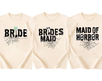 Custom Halloween Bachelorette Party T Shirt,Halloween Bridesmaid Gift,Spooky Bach Matching Shirt, Gothic Bride Tshirt,Fall Bridal Party Tees